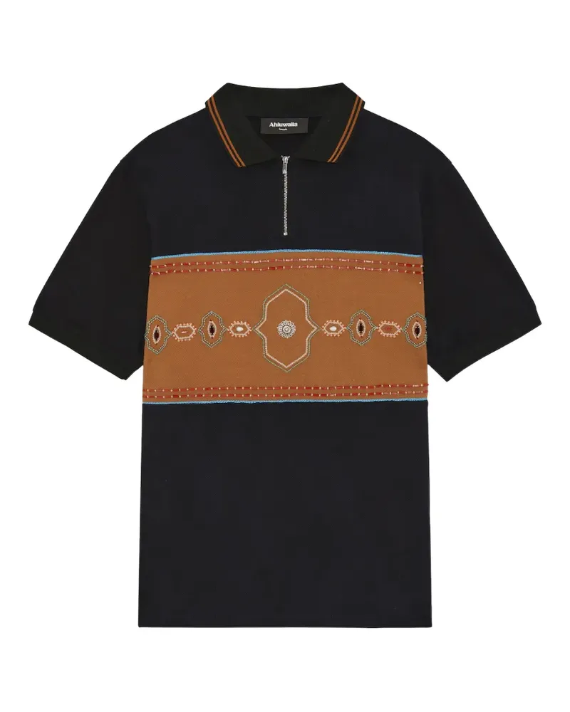 AHLUWALIA Radha zip-fastening polo shirt - Schwarz Schwarz