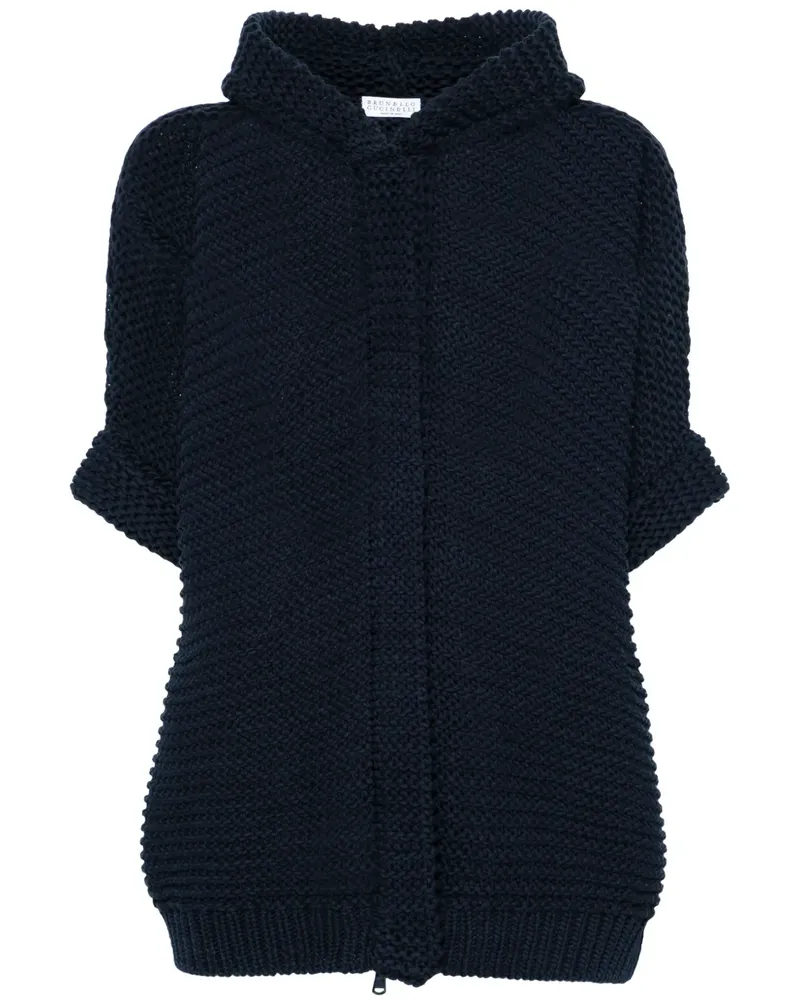 Brunello Cucinelli Grob gestrickter Kapuzencardigan - Blau Blau