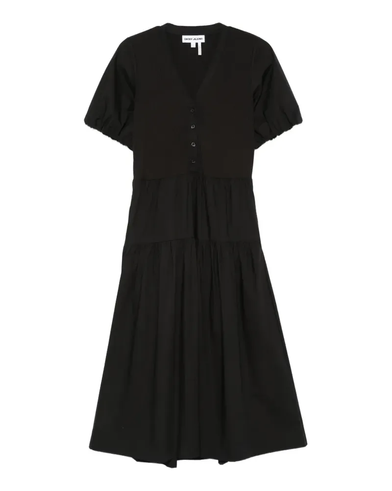 DKNY button tiered midi dress - Schwarz Schwarz