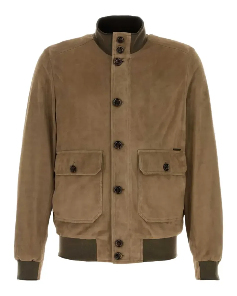 MOORER Geknöpfte Bomberjacke - Braun Braun