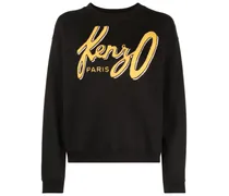 Fleece-Sweatshirt mit Logo-Print - Schwarz