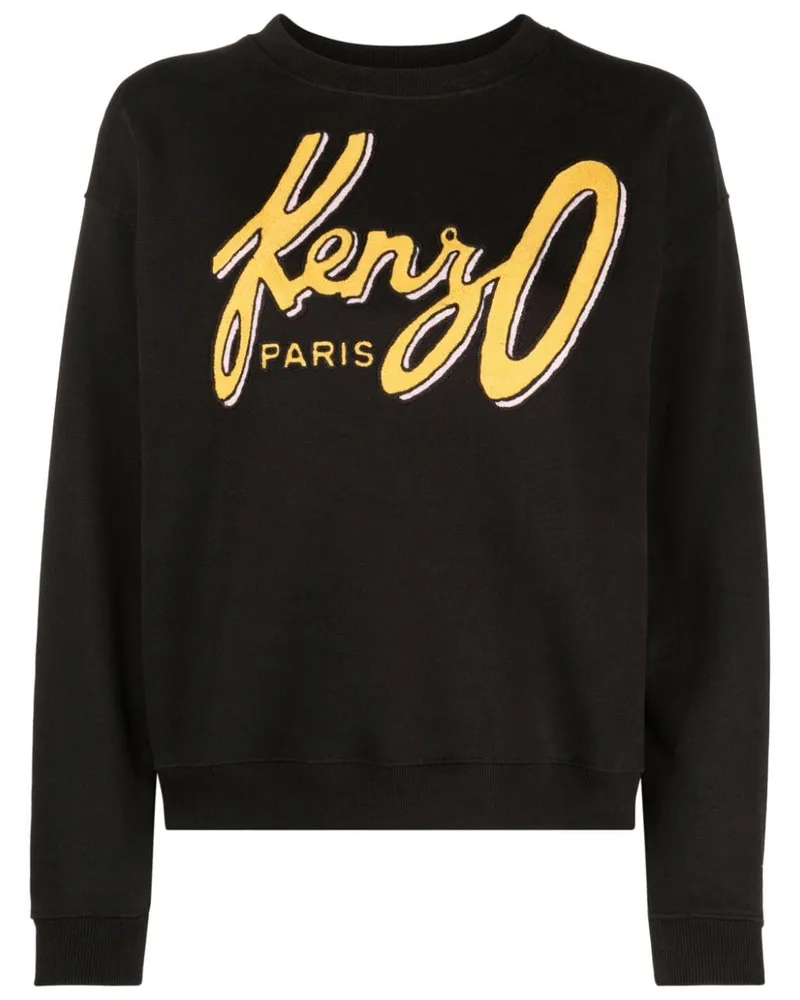 Kenzo Fleece-Sweatshirt mit Logo-Print Schwarz