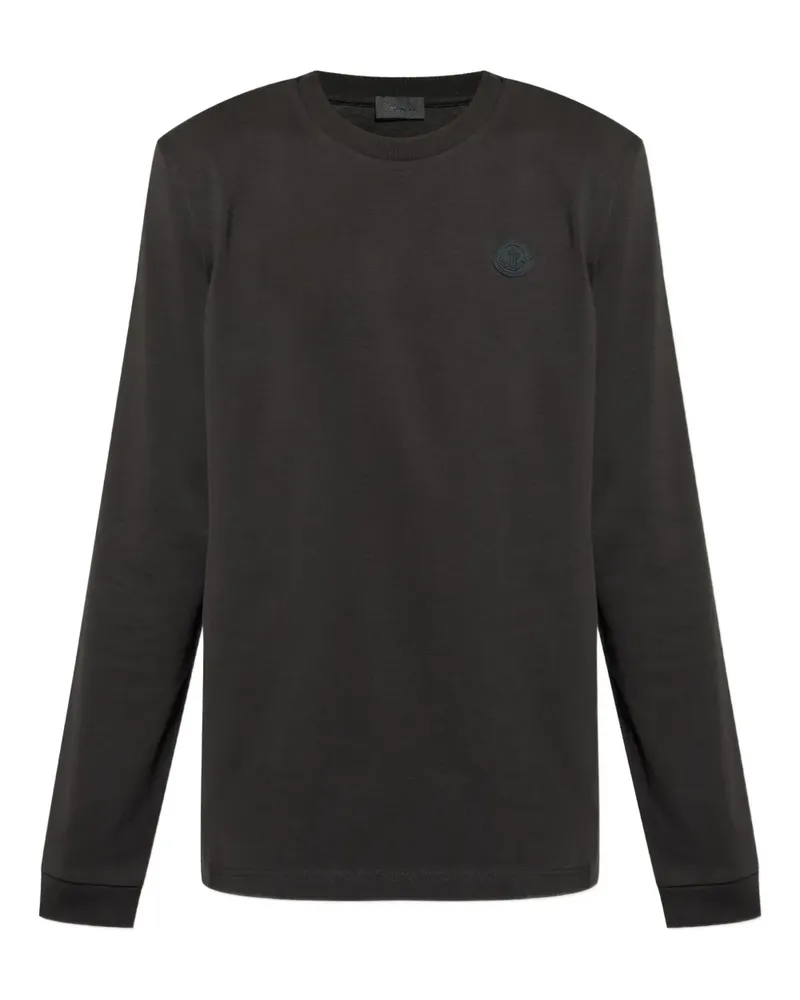 Moncler Langarmshirt mit Logo-Patch - Schwarz Schwarz