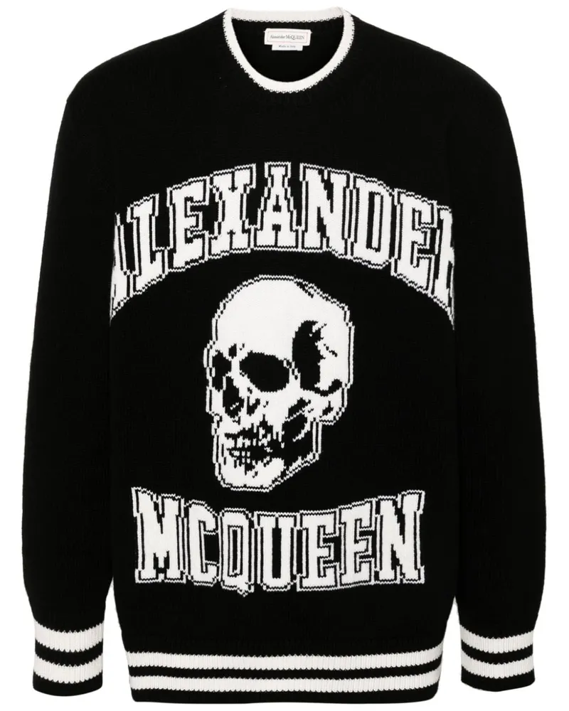 Alexander McQueen Pullover mit Intarsien-Logo - Schwarz Schwarz