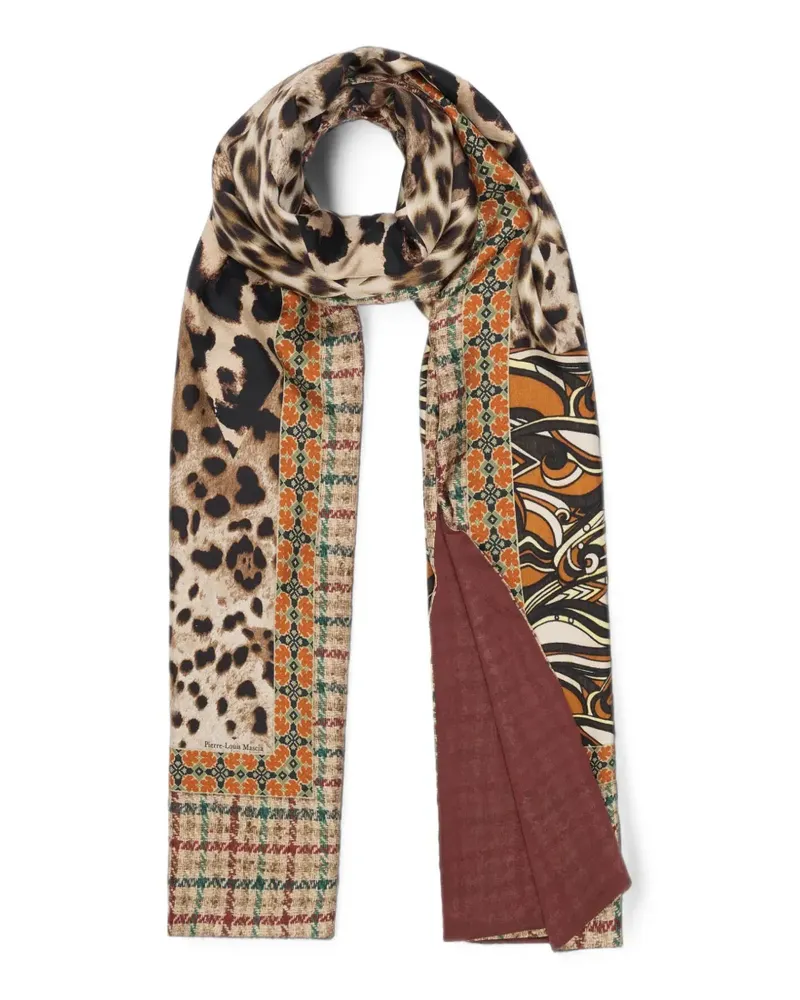 Pierre-Louis Mascia Geometrischer Aloewon Schal mit Leopardenprint - Braun Braun