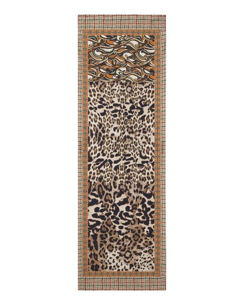 Pierre-Louis Mascia Geometrischer Aloewon Schal mit Leopardenprint - Braun Braun