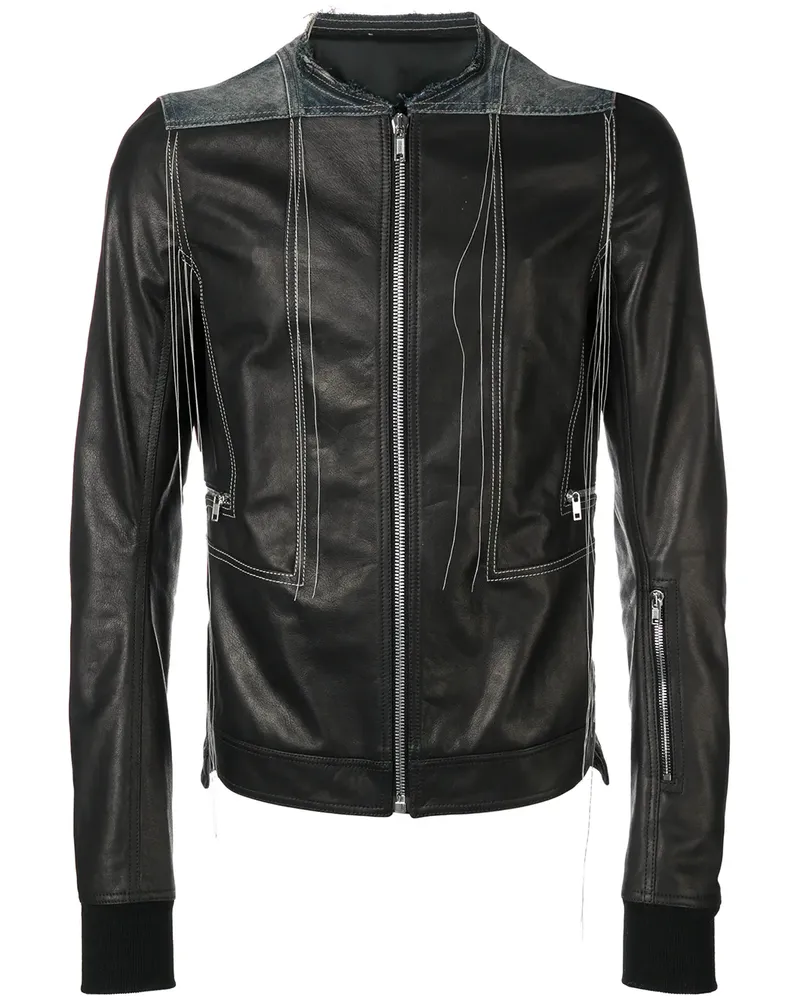 Rick Owens Lederjacke mit Stickerei - Schwarz Schwarz