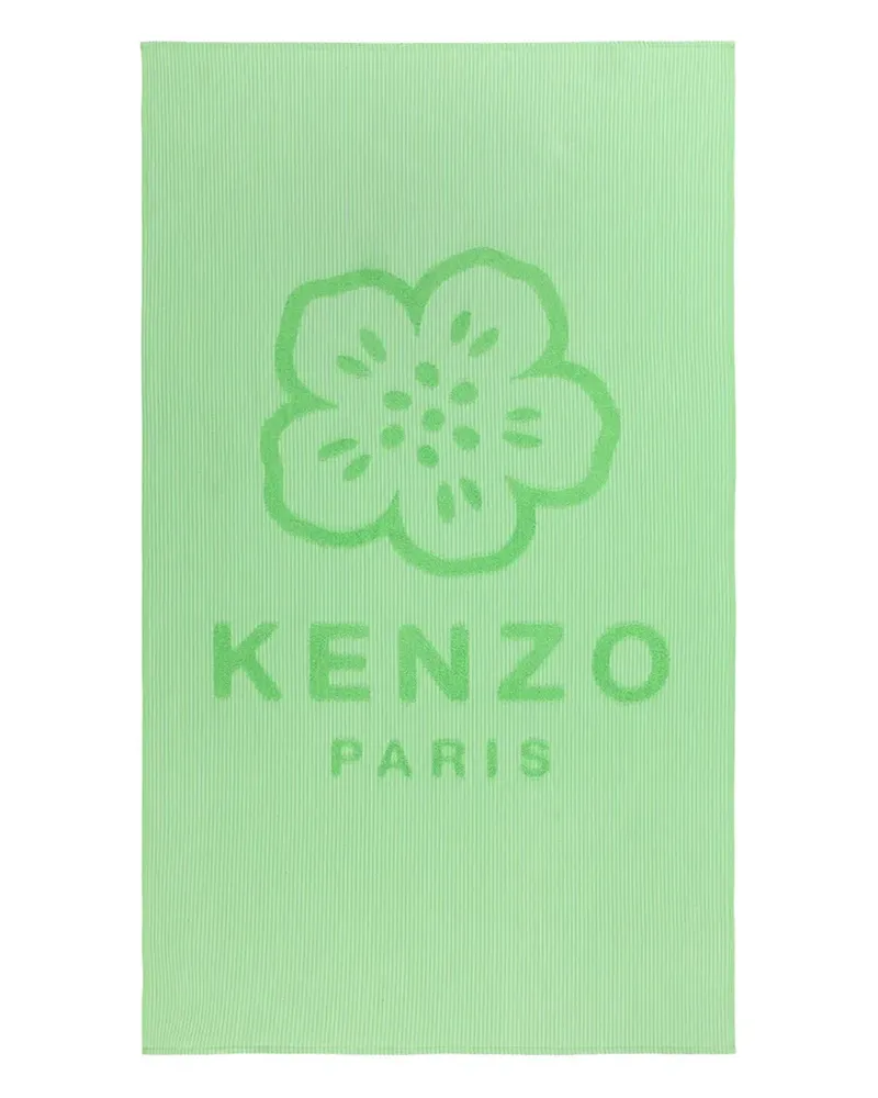 Kenzo Gestreiftes Badetuch mit Blumen-Logo - Grün Grün