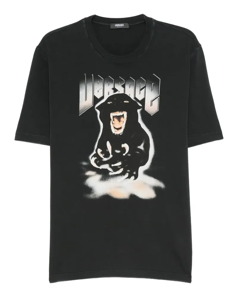 Versace panther print jersey t-shirt - Schwarz Schwarz