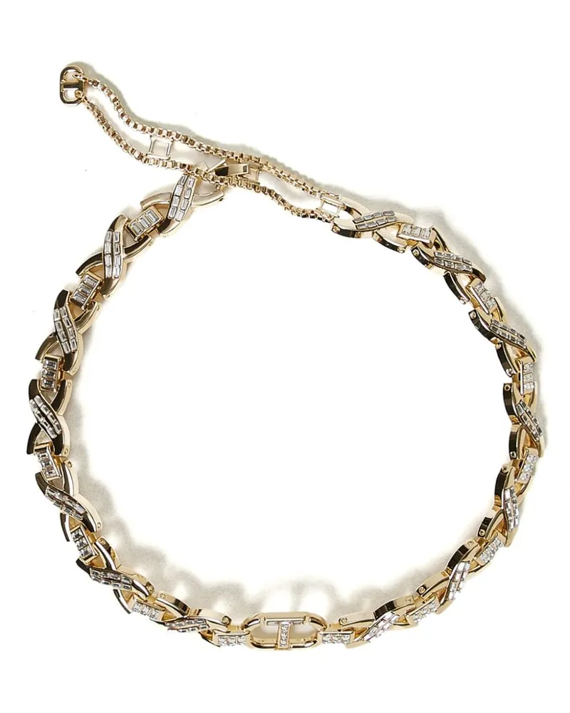 Twin-Set Oval T Halskette mit Strass - Gold Gold