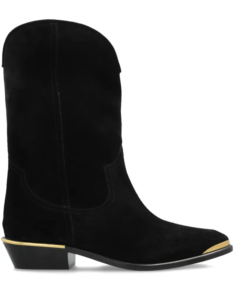 Isabel Marant Wildlederstiefel mit Metallic-Kappe - Schwarz Schwarz