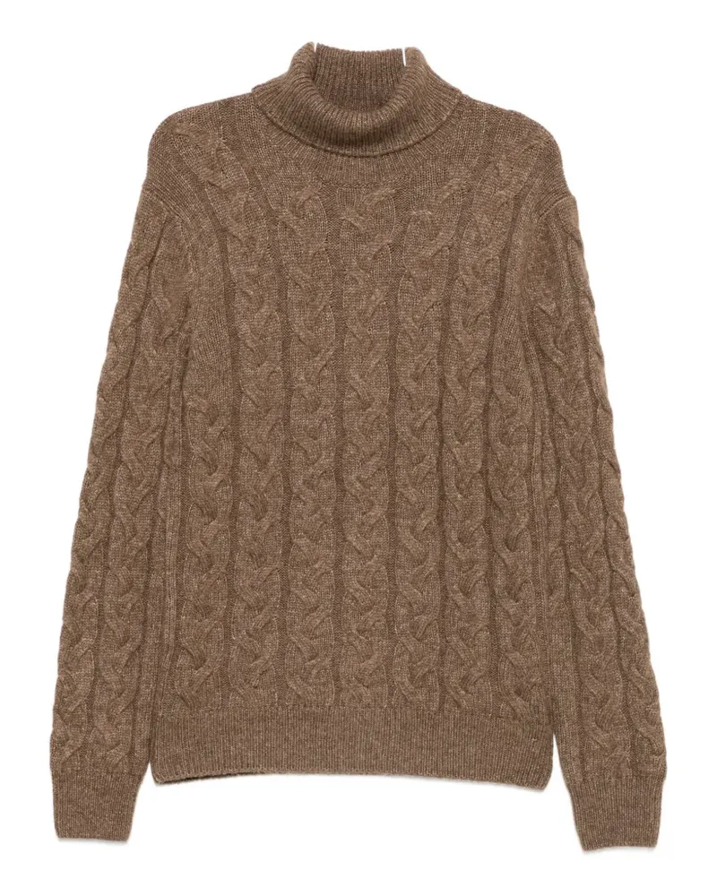 Gran Sasso Rollkragenpullover mit Zopfmuster - Braun Braun