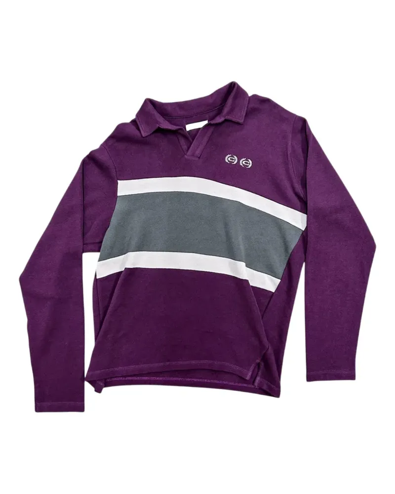 Commission Gestreiftes Poloshirt mit Stickerei - Violett Violett