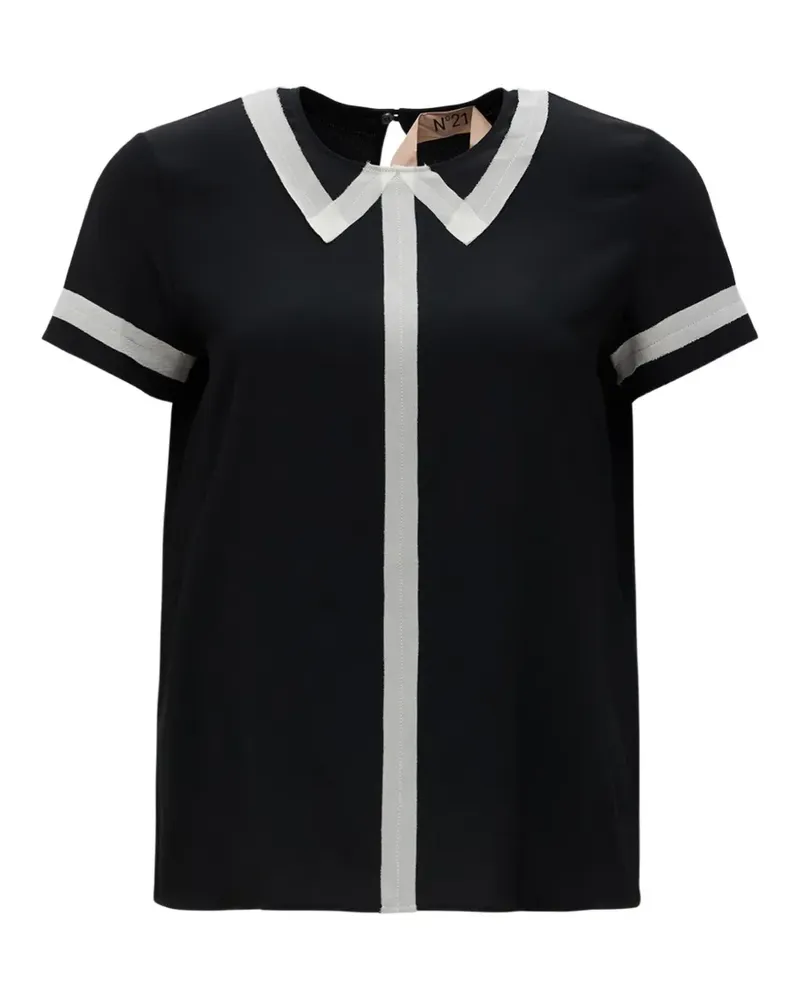 N° 21 Bluse mit Kontrasteinsatz - Schwarz Schwarz