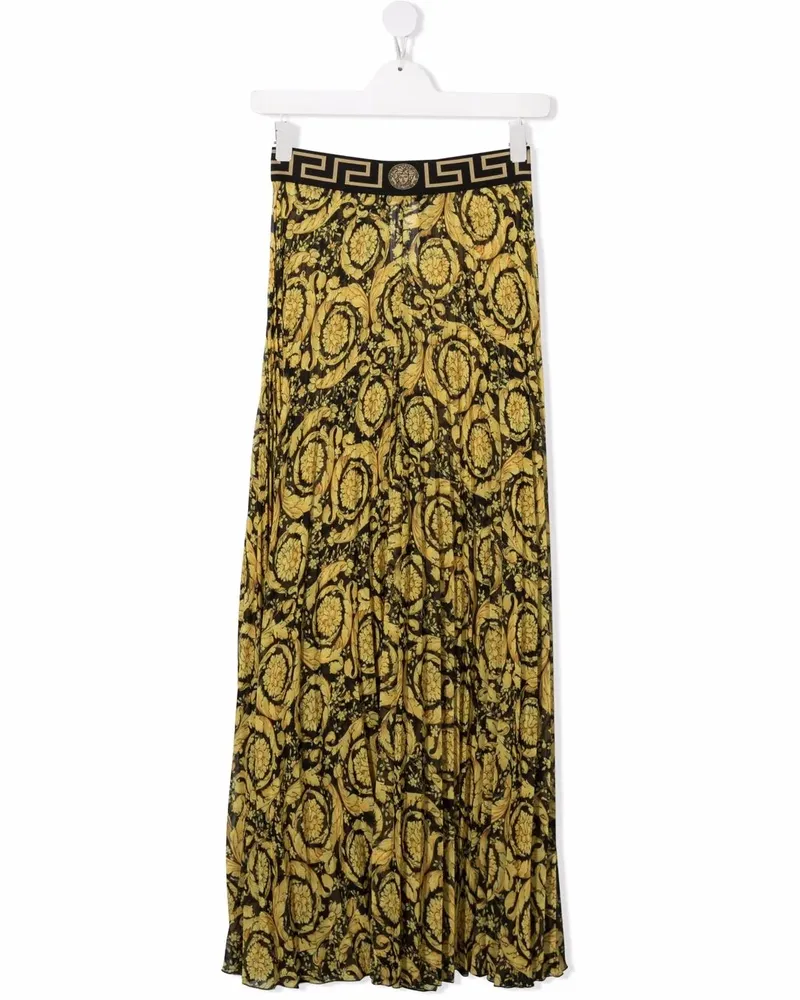 Versace Blumiger Faltenrock - Schwarz Schwarz