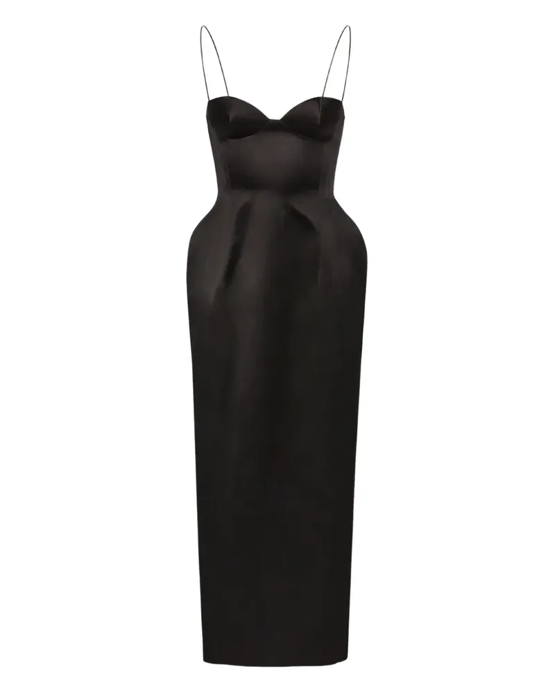 Magda Butrym Hourglass-Midikleid aus Seide mit Herzausschnitt - Schwarz Schwarz