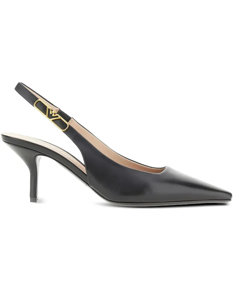 Emporio Armani 95mm eagle-plate slingback pumps - Schwarz Schwarz