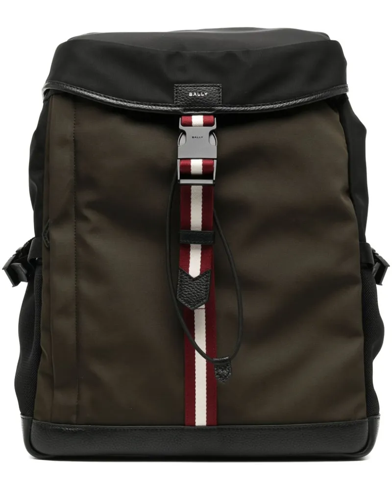 Bally Gestreifter Rucksack - Schwarz Schwarz