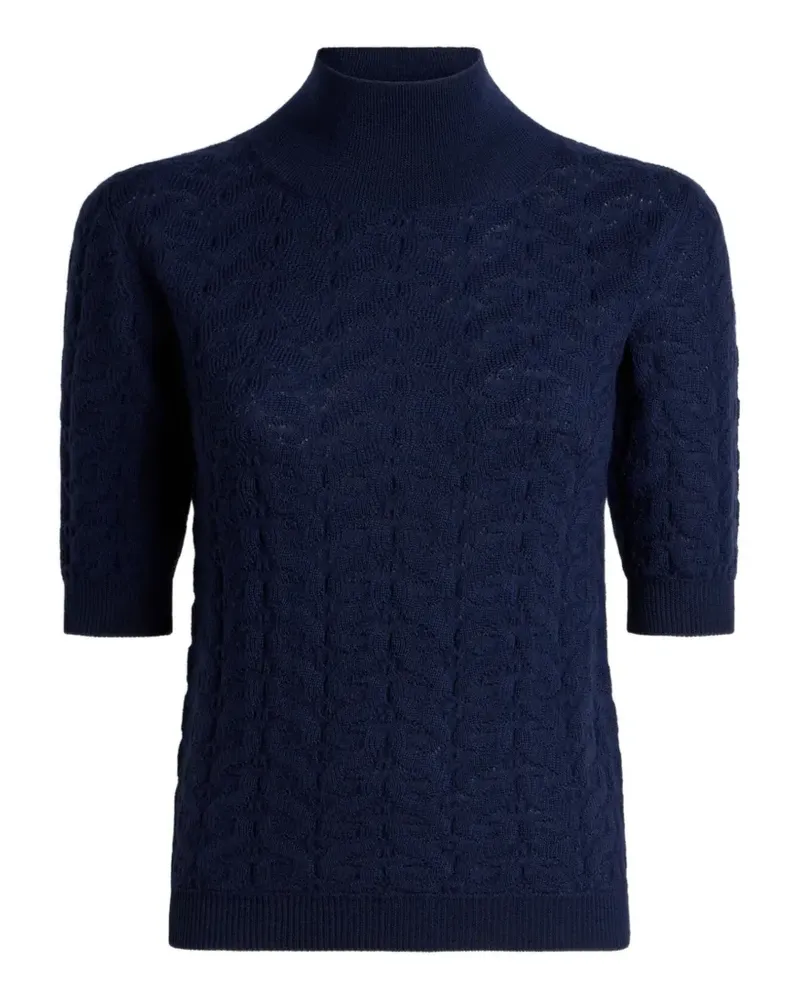 Etro wool mock-neck sweater with Paisley detailing - Blau Blau