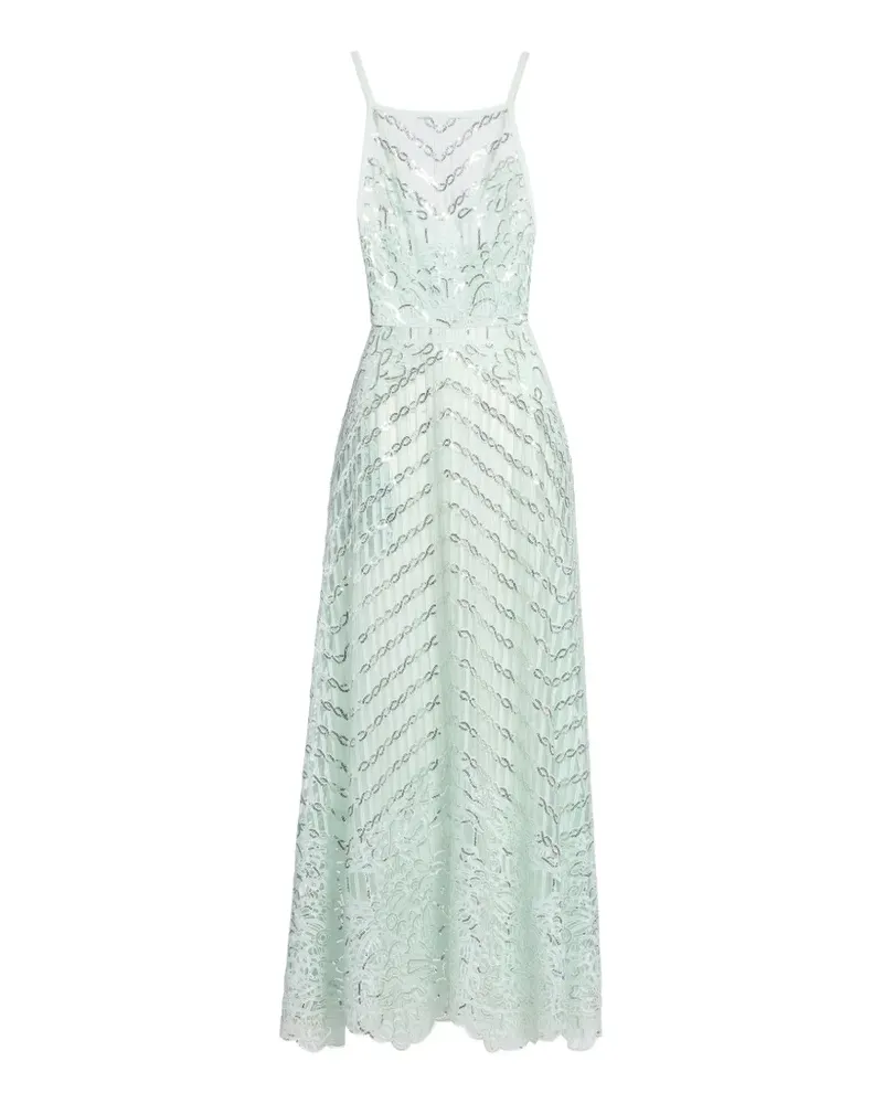 Elie Saab Maxikleid mit Pailletten und Spitzenbesatz - Grün Grün