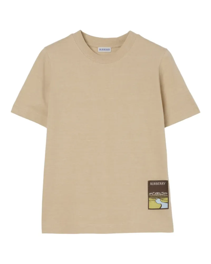 Burberry landscape label crew neck T-shirt - Nude Nude