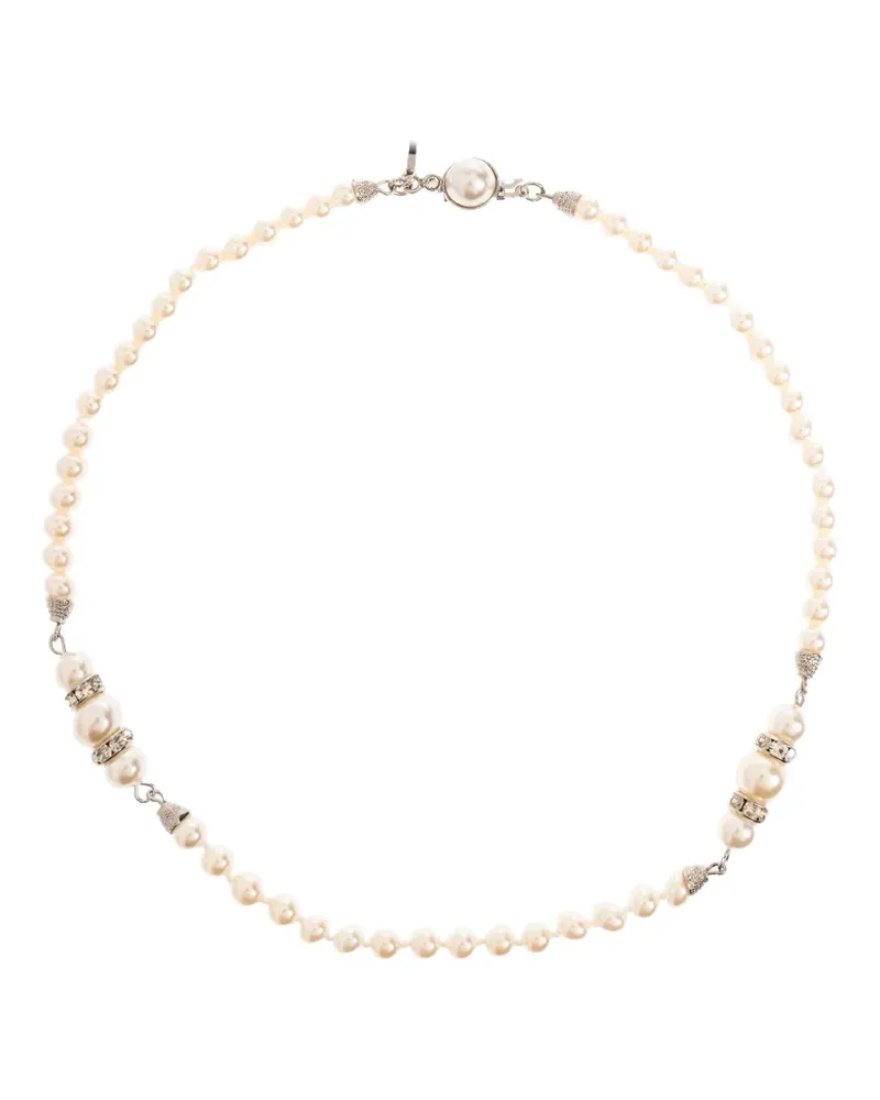 Alessandra Rich pearl silver beaded necklace - Silber Silber