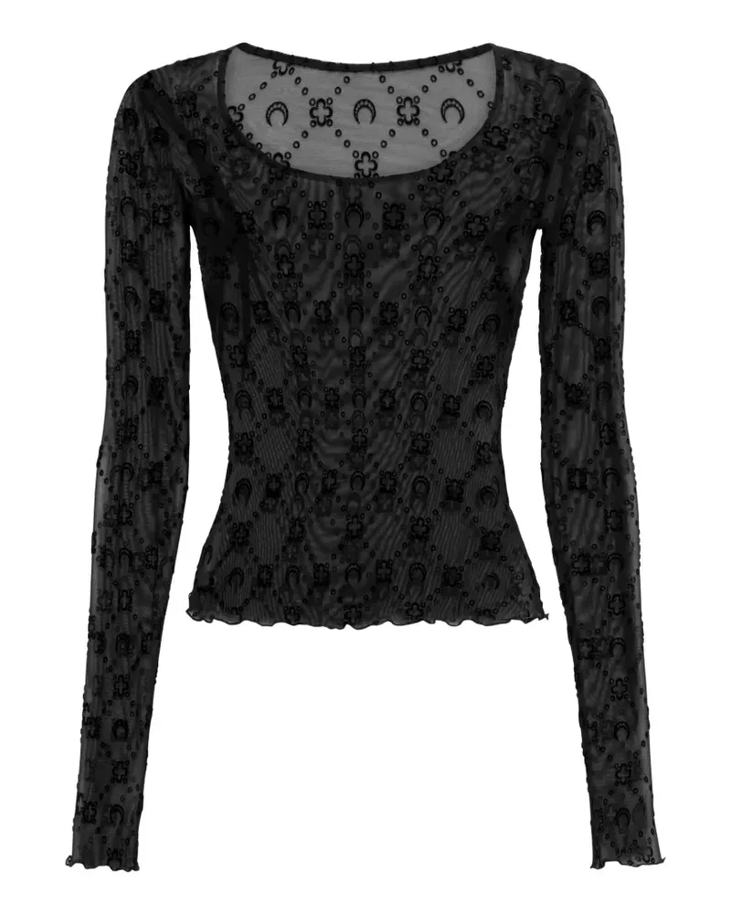 Marine Serre T-Shirt mit Monogramm - Schwarz Schwarz