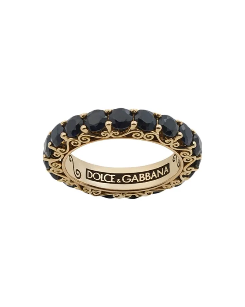 Dolce & Gabbana 18kt Gelbgoldring mit Saphir Schwarz