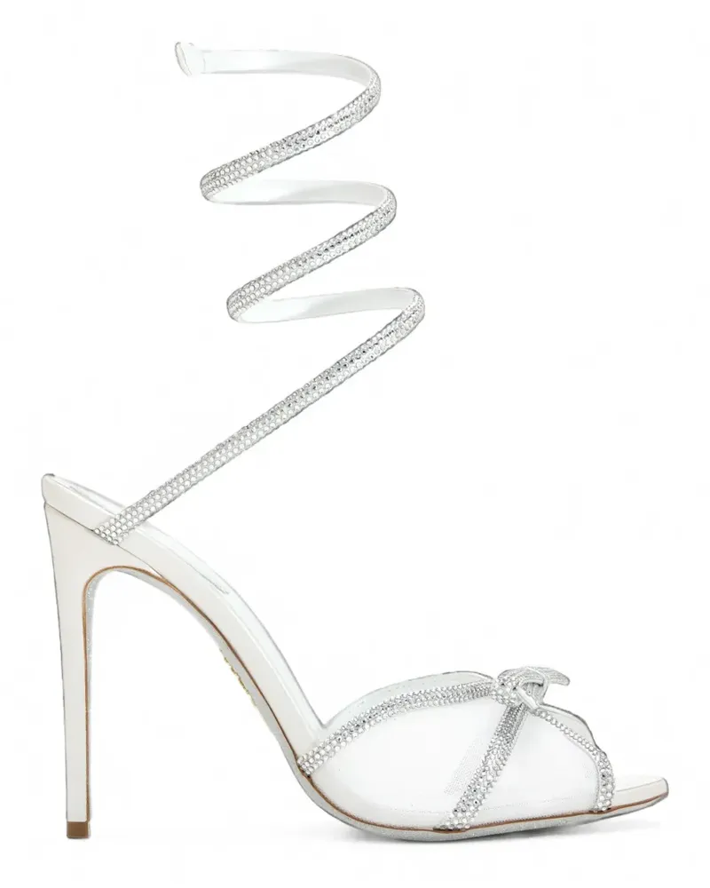 René Caovilla Cleo Sandalen mit Kristallschleife - Weiß Weiß
