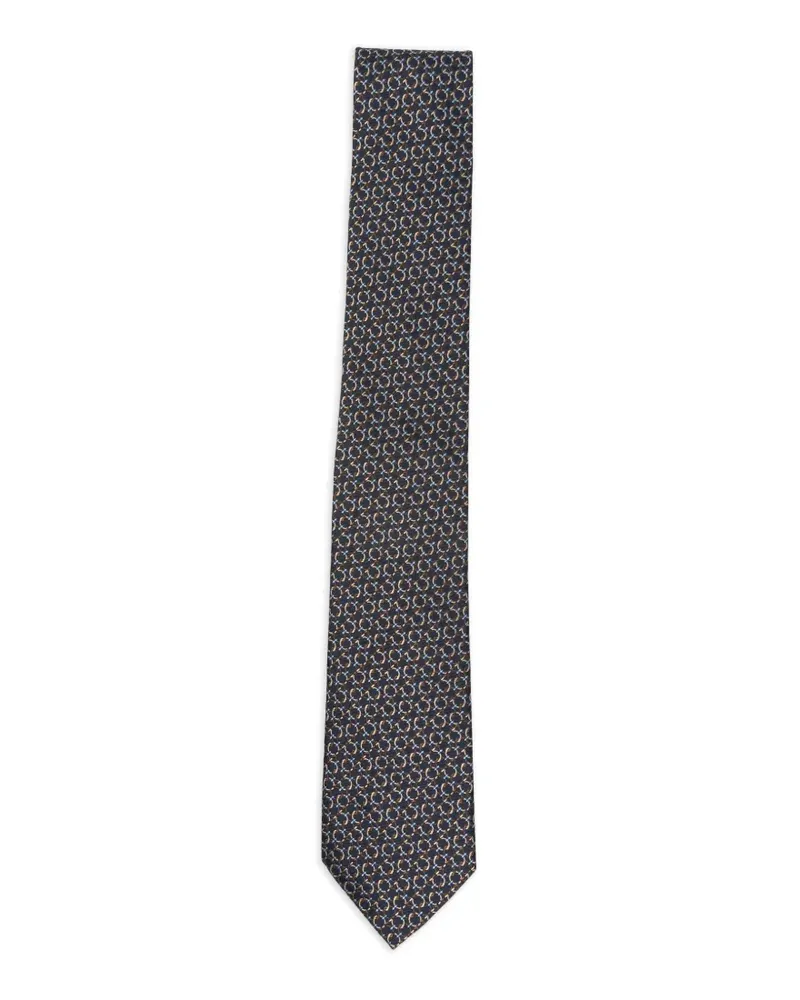 Ferragamo Gancini-pattern silk tie - Blau Blau
