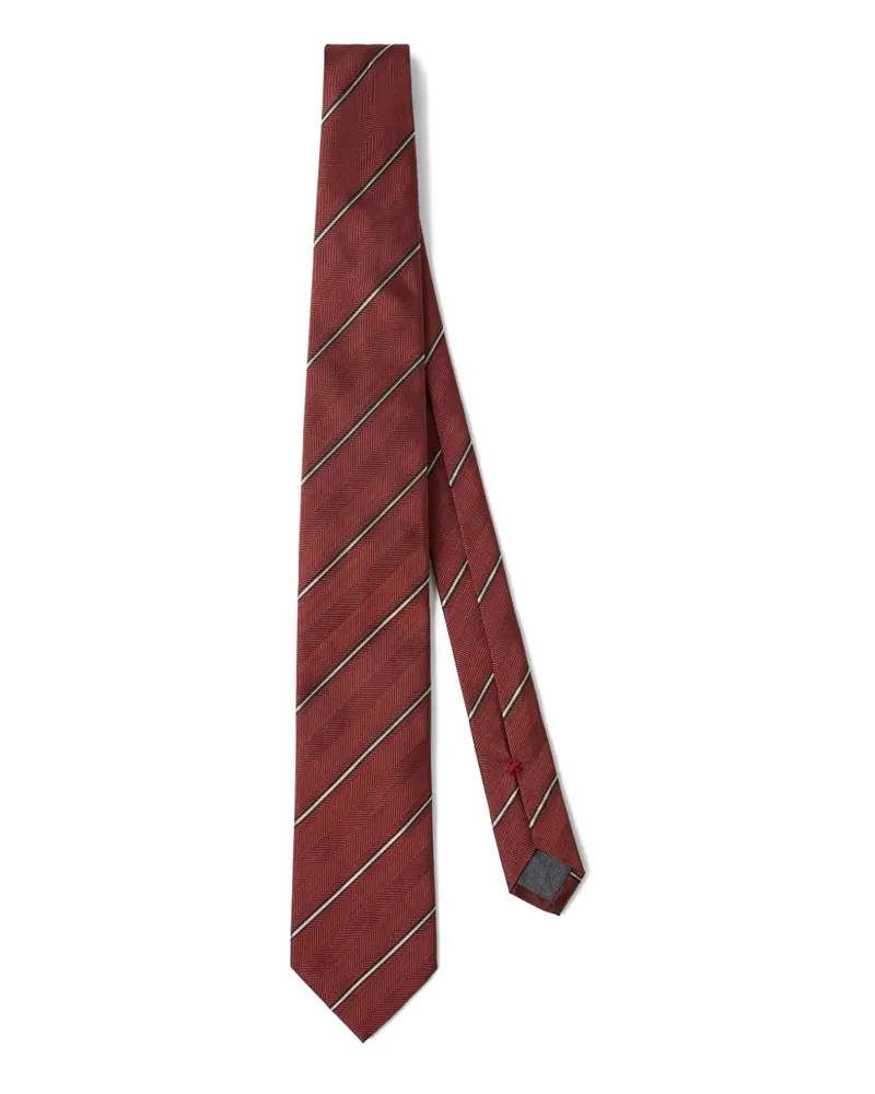Brunello Cucinelli Seidenkrawatte mit diagonalen Streifen - Orange Orange