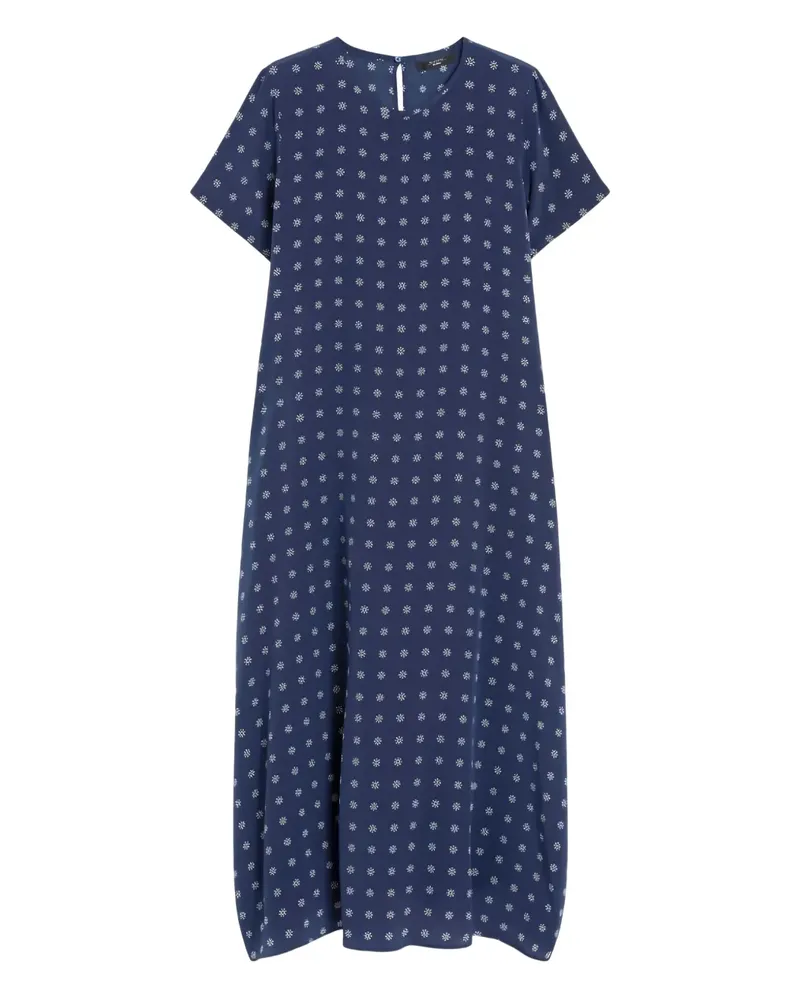 Max Mara Midikleid aus Seide mit Print - Blau Blau