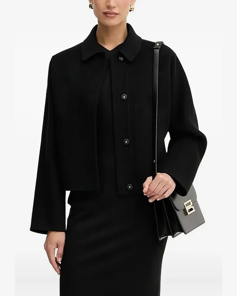 HUGO BOSS Einreihiger Mantel mit Knöpfen - Schwarz Schwarz