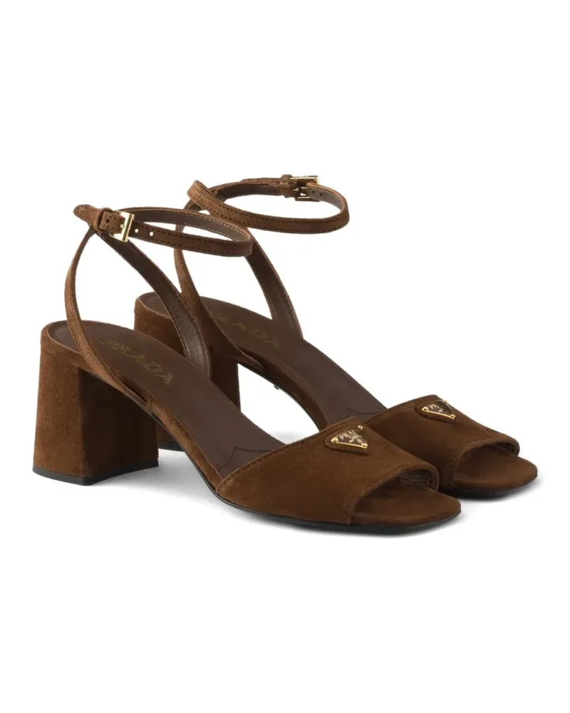 Prada Sandalen mit Logo-Schild - Braun Braun