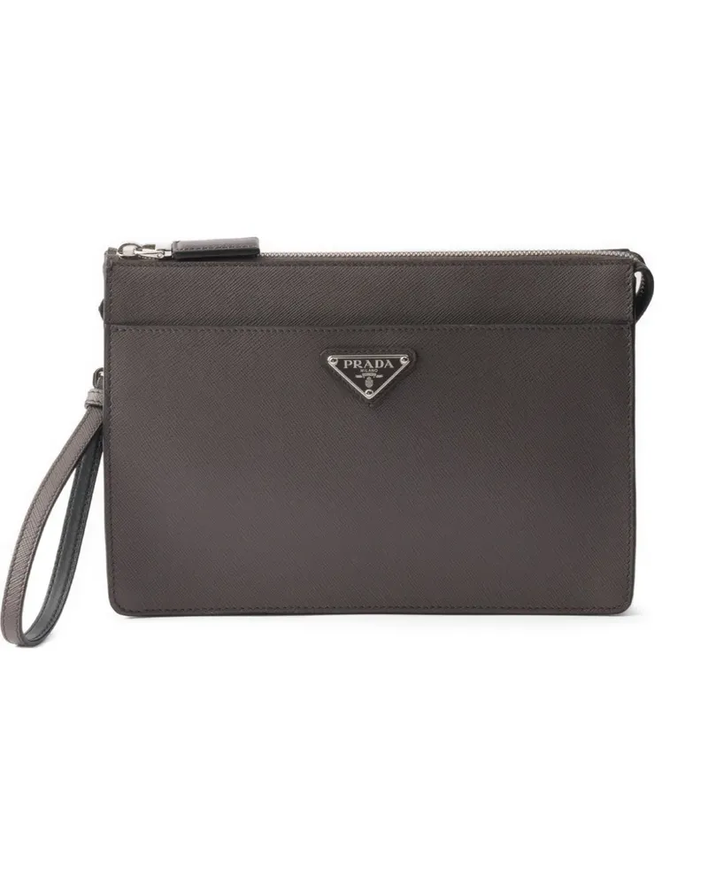 Prada Strukturierte Clutch - Grau Grau