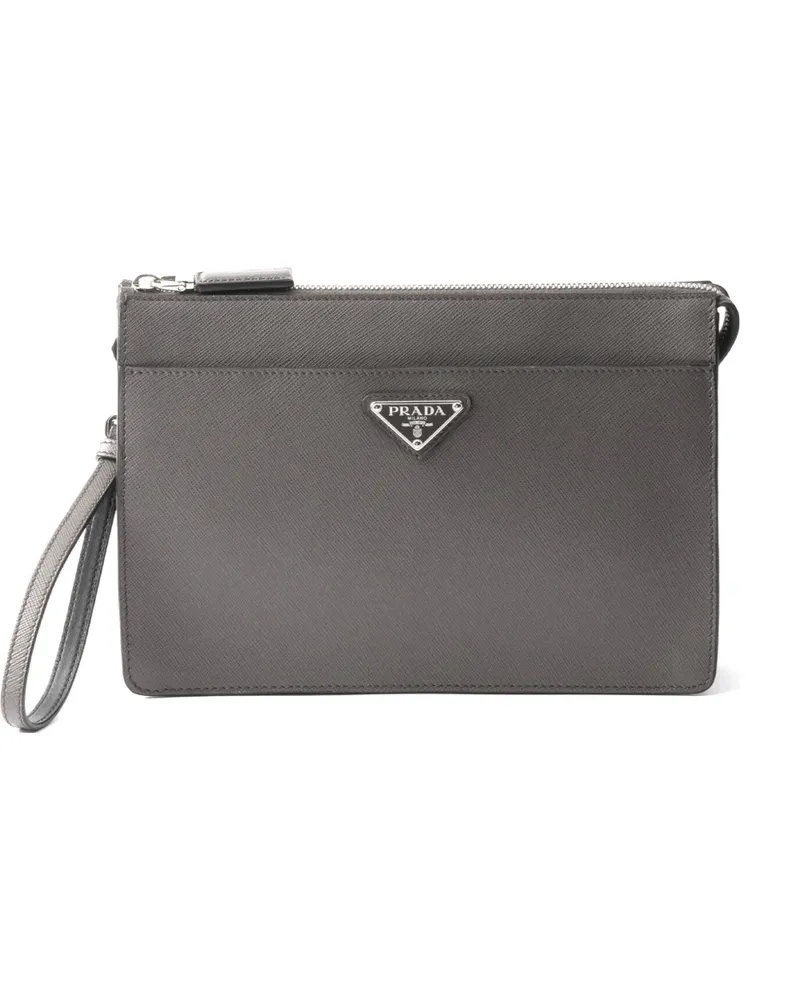 Prada Strukturierte Clutch - Grau Grau