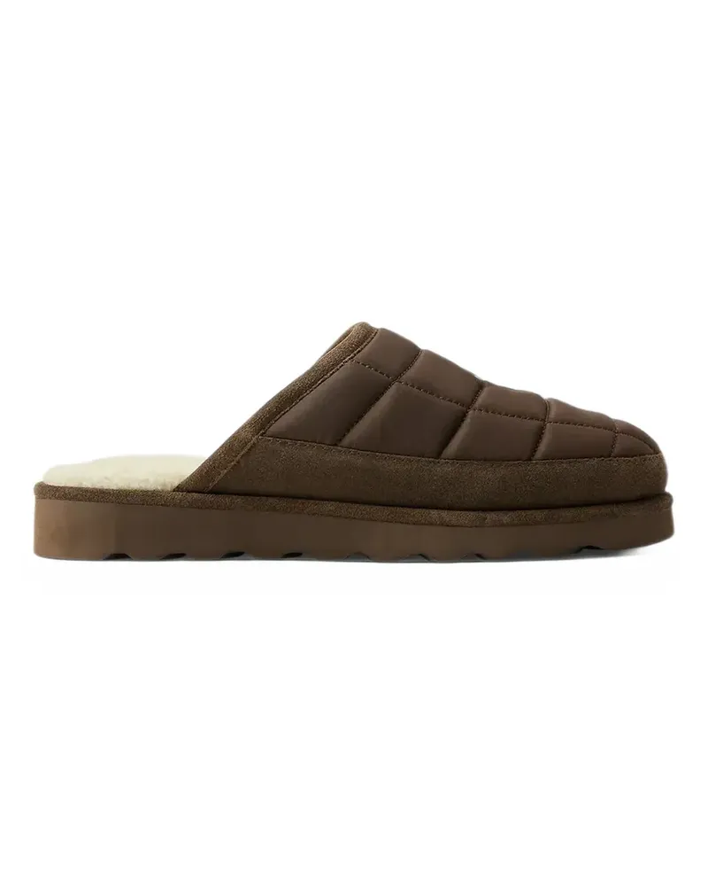 Ralph Lauren Reade suede-trim quilted scuff slippers - Braun Braun
