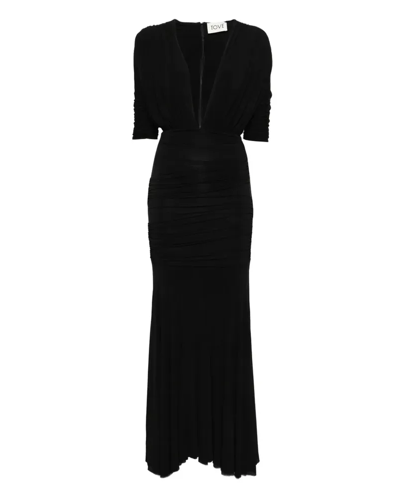 TOVE V-neck ruched dress - Schwarz Schwarz