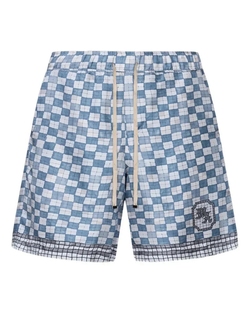 Amiri checkered logo shorts - Blau Blau