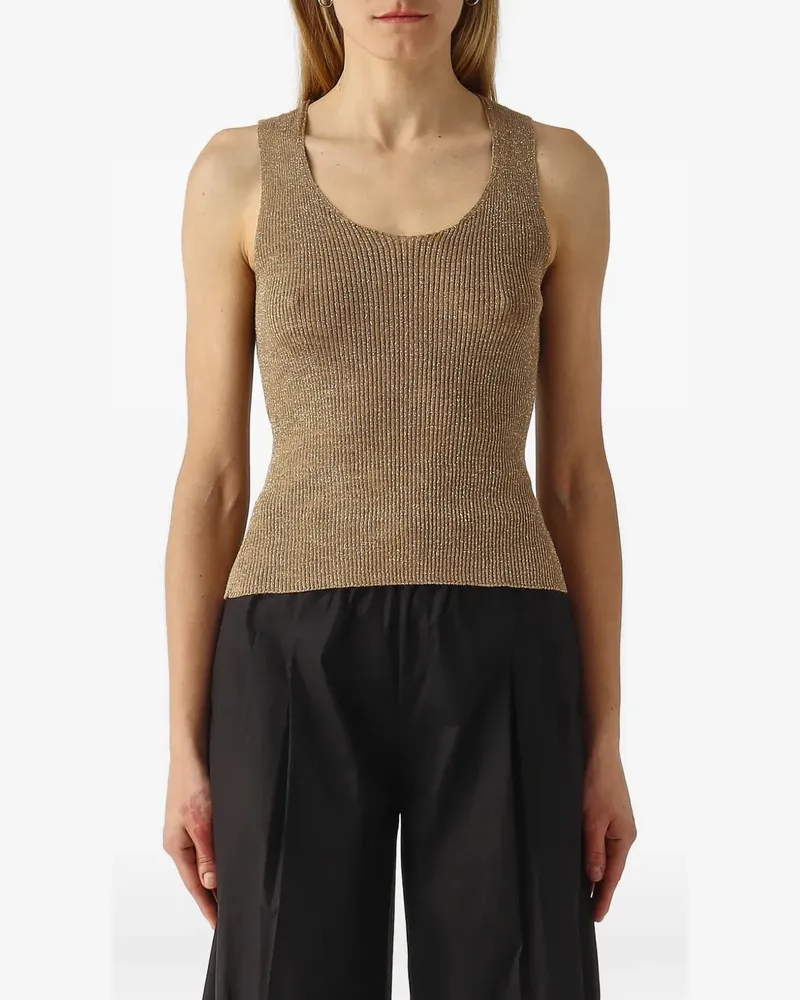 Twin-Set metallic-effect ribbed-knit top - Gold Gold