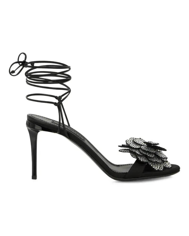 Philipp Plein Sandalen mit Blumenapplikation - Schwarz Schwarz