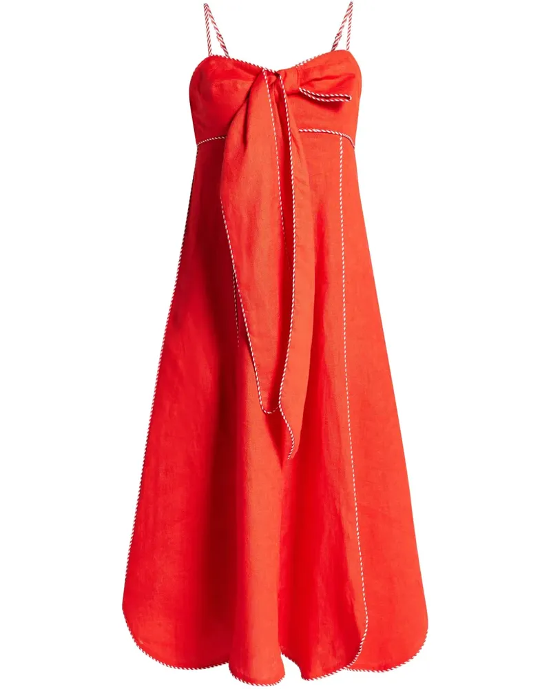 FARM Rio Midikleid aus Leinen - Rot Rot