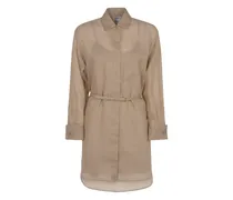 Gestreiftes Hemdkleid mit Gürtel - Nude