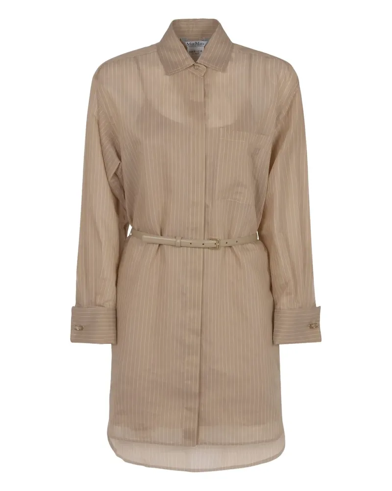 Max Mara Gestreiftes Hemdkleid mit Gürtel - Nude Nude