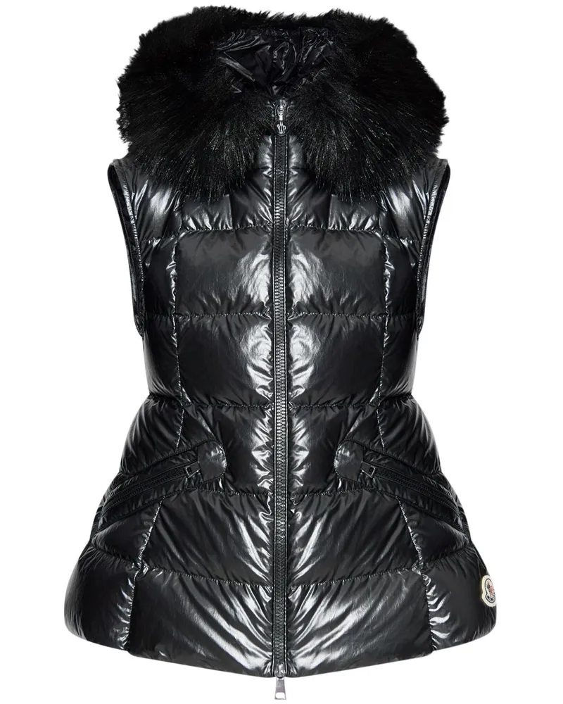 Moncler Anse Daunenweste mit Shearling-Kragen - Schwarz Schwarz