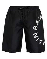 Balmain Badeshorts mit Logo-Print Schwarz