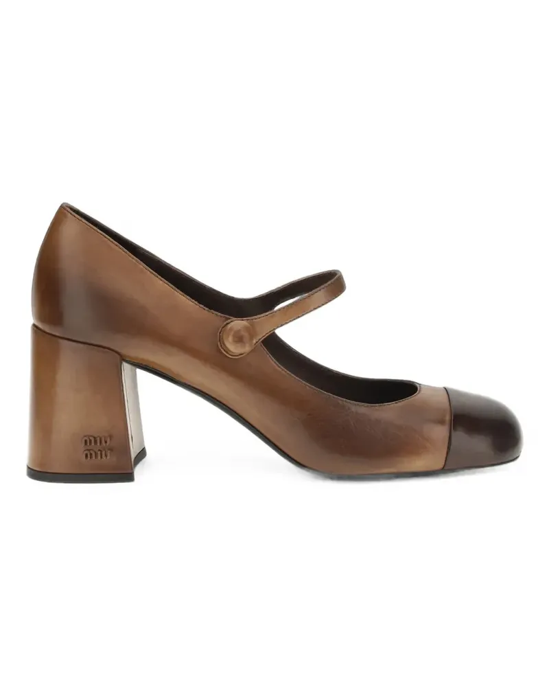 Miu Miu Mary Janes mit angeschnittener Kappe - Braun Braun