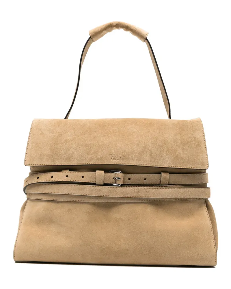 Moschino belted suede tote bag - Nude Nude