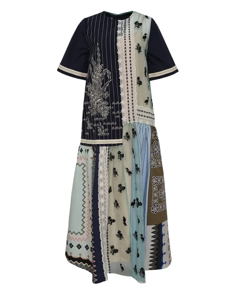 Biyan patchwork-panelled dress - Blau Blau