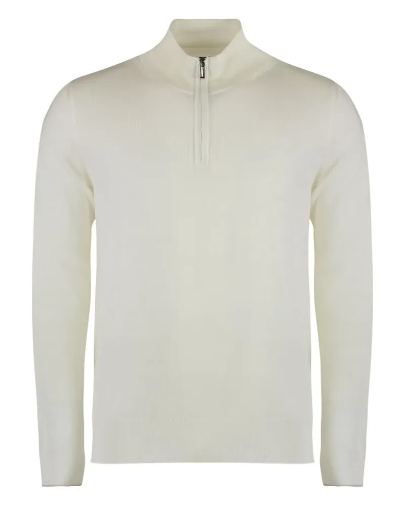 MOORER Terni Pullover mit kurzem Reißverschluss - Weiß Weiß